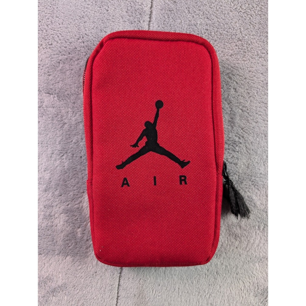 Nike Jordan Air Red Canvas Zip Around Wallet Pouch ID Holder Jumpman Logo